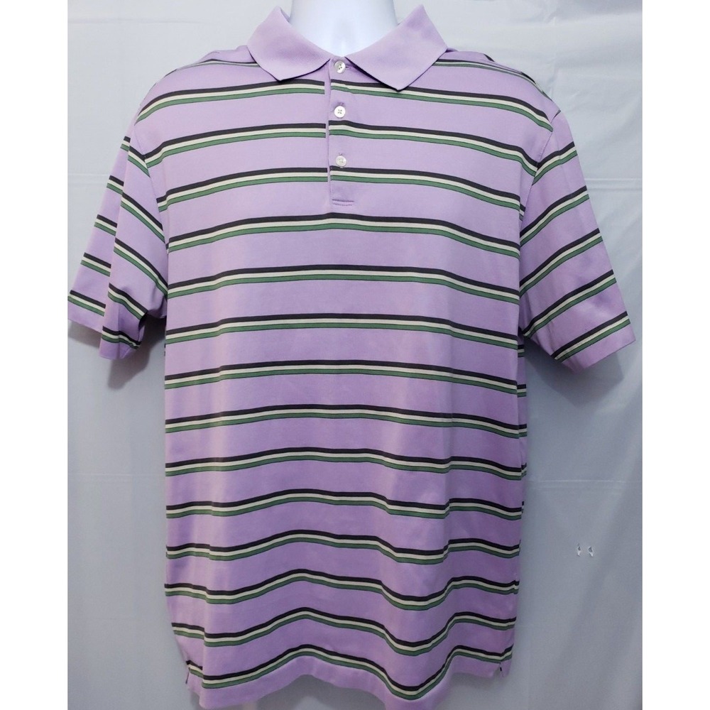 Tiger Woods Collection Dri-Fit Large Lavender Striped Men's Polo Shirt
